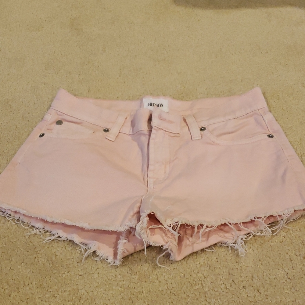 Hudson Jeans Pink Distressed Jean Shorts